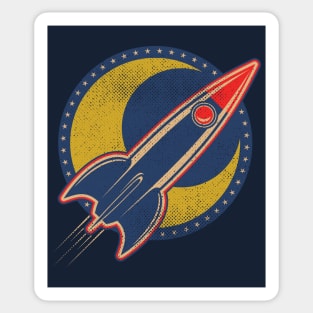 Retro Moon Rocket Sticker